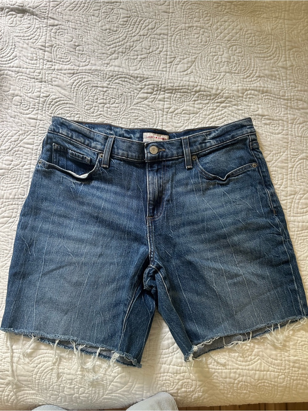Lucky Brand Blue Denim Cutoff Shorts with Frayed Edge